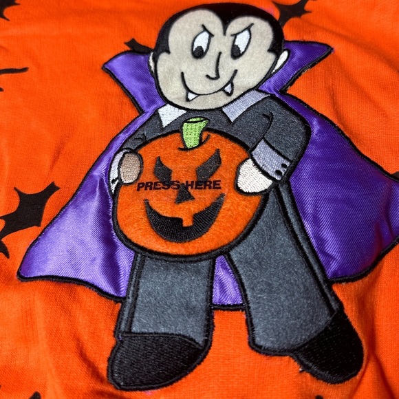 Vintage NWT Baby Halloween Vampire Bat Pumpkin Musical Hoodie One Piece Sz 9 Mon - Picture 6 of 9